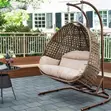 Modern 2 Seater Hammock Swing Chair - White Rattan - 4