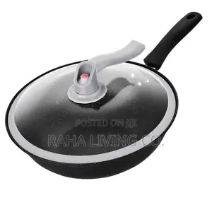 Chungu cha Wok cha 32cm Kisichoshikamana na Kifuniko cha Kioo