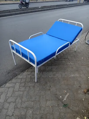 Hospital Bed with Side Rails - Blue and White