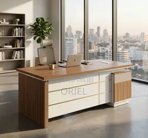 180cm L-Shaped Office Desk with Side Return - Brown