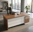 180cm L-Shaped Office Desk with Side Return - Brown - 2
