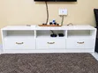7 Ft Long White Wood TV Stand with Drawers & Shelves - 1