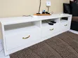 7 Ft Long White Wood TV Stand with Drawers & Shelves - 2