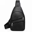 Unisex Black Leather Crossbody Sling Bag - 1