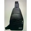 Unisex Black Leather Crossbody Sling Bag - 2