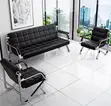 5-Seater Office Reception Sofa - Black Leather - 2