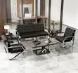 5-Seater Office Reception Sofa - Black Leather - 3