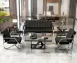 5-Seater Office Reception Sofa - Black Leather - 4