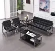 5-Seater Office Reception Sofa - Black Leather - 5