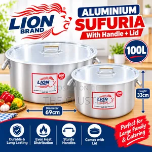 Sufuria ya Lita 100 ya Lion Brand ya Aluminiamu