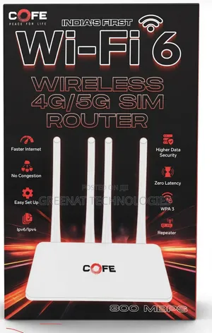 COFE Wi-Fi 6 4G/5G SIM Router 300Mbps with 4 Antennas