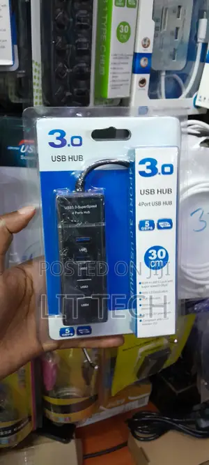 4-Port USB 3.0 SuperSpeed Hub Mpya (Cable ya 30cm)
