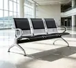 3-Seater PU Leather Padded Airport Waiting Bench - 2