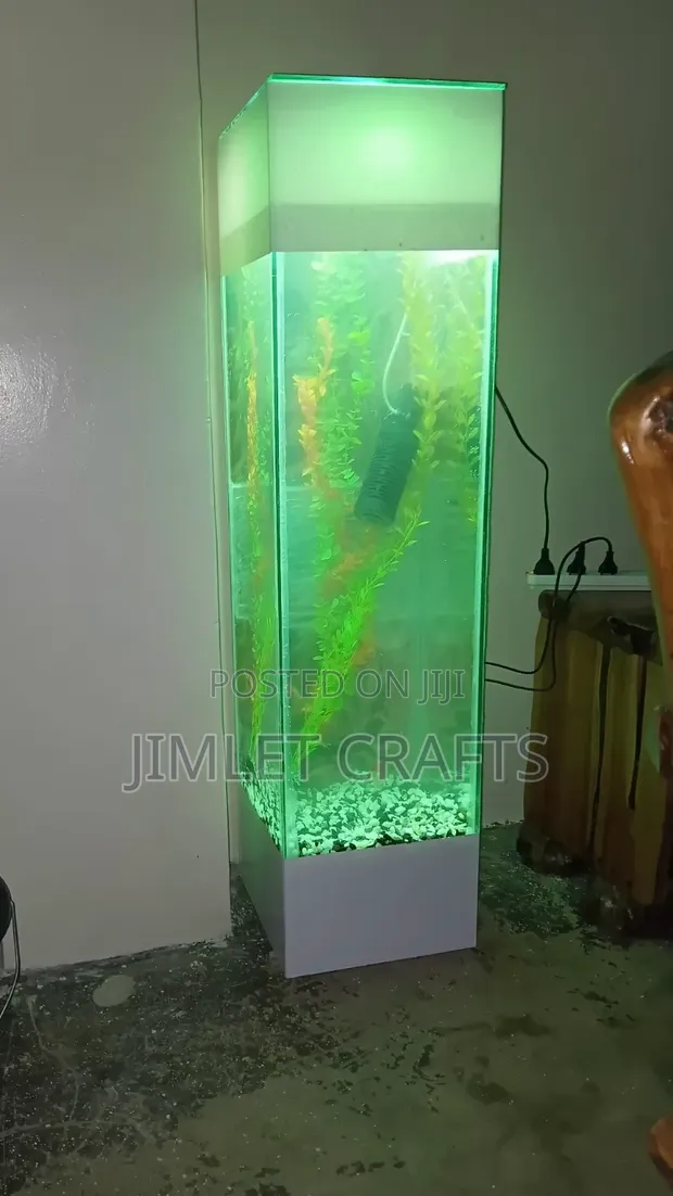 5ft White Tower Aquarium with Goldfish - 1