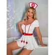 Sexy Short Red and White Nurse Costume - 1