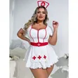 Sexy Short Red and White Nurse Costume - 4