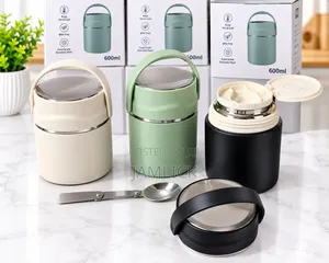600ml Insulated Food Jar with Spoon - Stainless Steel Lunch Flask