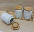 Airtight Ceramic Storage Containers with Bamboo Lids & Tray Set - 2