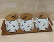 Airtight Ceramic Storage Containers with Bamboo Lids & Tray Set - 3