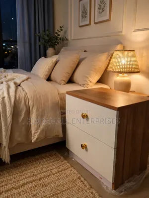 Julz Bedside Drawers - 2 Drawer - White Gold Knobs - Mpya