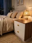Julz Bedside Drawers - 2 Drawer - White Gold Knobs - New - 1