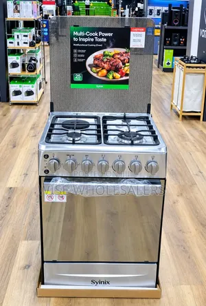 Syinix 60x60 Jiko la Kusimama - 3 Gas Burners + 1 Hotplate ya Umeme
