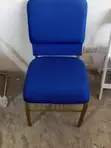 Modern Blue Padded Banquet Chair with Gold Metal Frame - 2