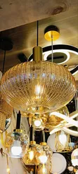 Ribbed Amber Glass Pendant Light - 2