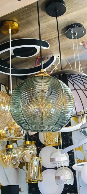 Smoky Green Ribbed Glass Pendant Light
