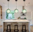 Smoky Green Ribbed Glass Pendant Light - 2