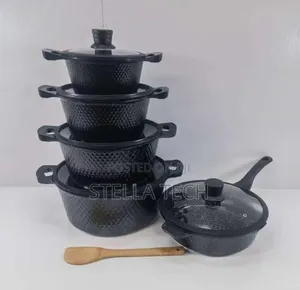Bosch 11-Piece Granite Non-Stick Cookware Set - Nyeusi