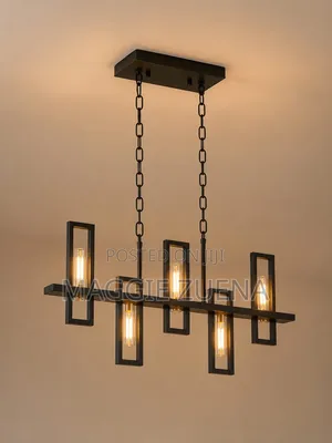 5-Bulb Black Chandelier Light