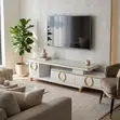Home TV Stand: Extendable Marble Top Console Table - 1