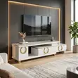 Home TV Stand: Extendable Marble Top Console Table - 3