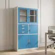 Blue Lockable Office Cabinet - Two-Door File & Storage Cupboard - 1