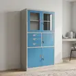 Blue Lockable Office Cabinet - Two-Door File & Storage Cupboard - 2