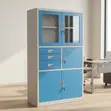 Blue Lockable Office Cabinet - Two-Door File & Storage Cupboard - 3