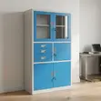 Blue Lockable Office Cabinet - Two-Door File & Storage Cupboard - 4