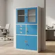 Blue Lockable Office Cabinet - Two-Door File & Storage Cupboard - 5