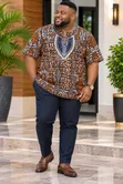 Quality Plus Size Men's Casual Ankara Print Shirt - 2