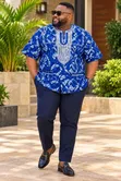 Quality Blue Print African Casual Men Shirt - 1