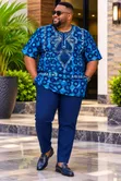 Quality Blue Print African Casual Men Shirt - 2