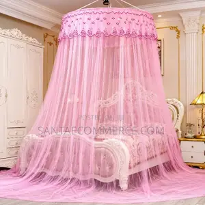 Pink Round Mosquito Net Canopy - 7x8 Ft Luxury Hanging Bed Net