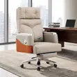 Reclining Executive Office Chair with Footrest - Brown Leather - 1