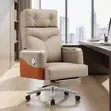 Reclining Executive Office Chair with Footrest - Brown Leather - 3