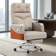 Reclining Executive Office Chair with Footrest - Brown Leather - 5