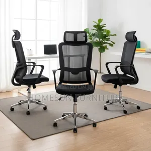 Office Chair - Black Mesh Ergonomic with Headrest