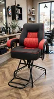 Executive Barber Chair - Black Red Leather - Heavy Duty - 2