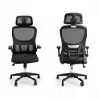 Office Chair - Black Ergonomic Mesh with Adjustable Headrest - 1