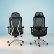 Office Chair - Black Mesh Ergonomic with Headrest - 1